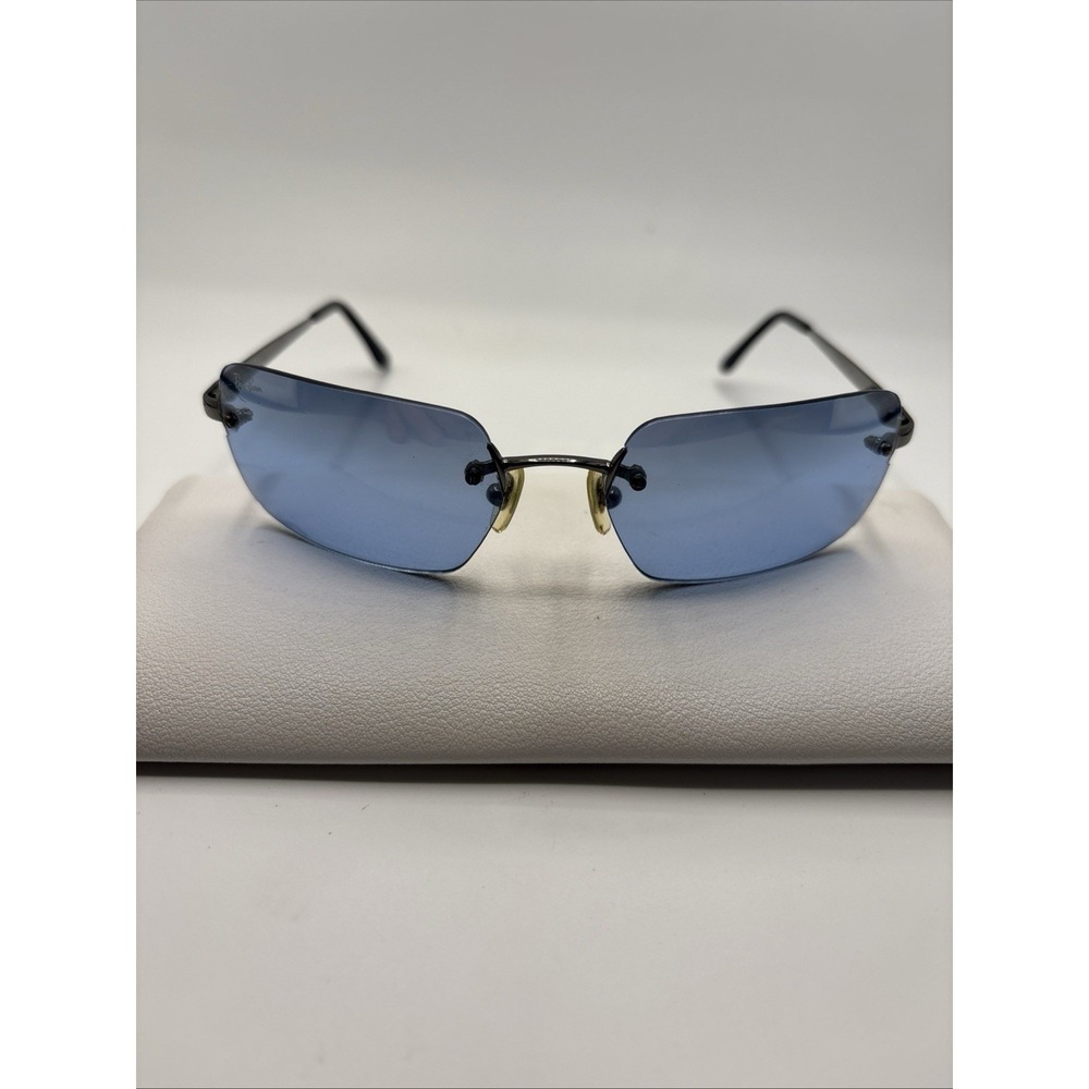 Ray-Ban RB 3191 Rimless Sunglasses Gunmetal Blue Lens 004/7C 56-17 Italy #D28